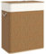 HOMCOM Cesto de Ropa Sucia con Tapa 100L Cesta Colada de Bambú con 2 Compartimentos Bolsa Interior Extraíble para Lavandería Dormitorio 52x32x63 cm Marrón