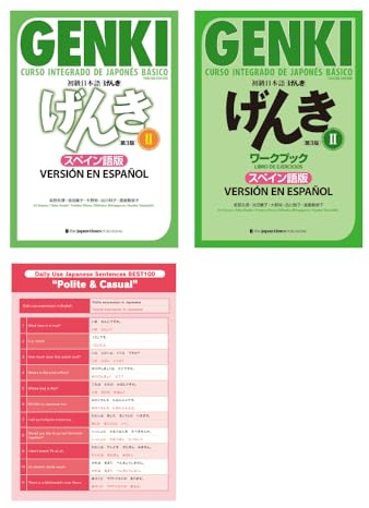 GENKI 2 - Libro de texto y libro de trabajo, versión en español, 3ª edición con frases de uso diario educadas e informales