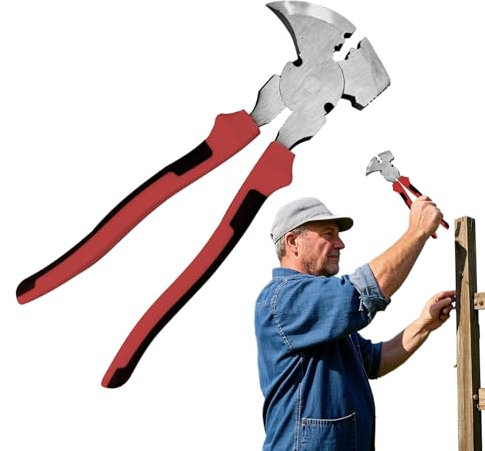 Robust Drahtzange Für Zaunbau | Drahtschneider & Krampenentferner | Klammerhammer Kopfzieher Robust Für Drahtbiegen Greifen Kabel Bauernhof Haus