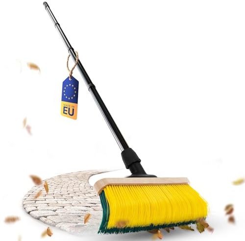Novaliv Premium Krallenbesen mit Stiel 50cm, Spezialbesen gebogenen Borsten - Ideal als Gartenbesen, Kratzbesen, Kunstrasen Besen, Optimal für Camping, Straßenbesen, Kehrbesen