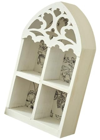 YiNLuax Präzise geschnitztes Wandregal aus Holz, schwebendes Regal für Heimdekoration, geheimnisvoll inspiriert, mehrschichtiges Design, Kristall