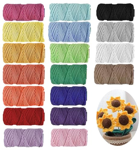 18 pezzi di filato macramè, 2 mm x 30 m, filo di cotone macramè, set di fili di cotone macramè, filo di cotone macramè, set di filati di cotone macramè, per fai da te, fai da te, fai da te, lavori a