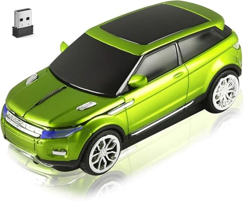 Wireless Mouse Car Shape USB Mice,Cool Cute Green Racing Car Gaming 1600DPI Ergonomic Optical Cordless Mouse with Headlight for PC Computer Laptop Kids Boys Girls Her Him Women Men School Office Gift