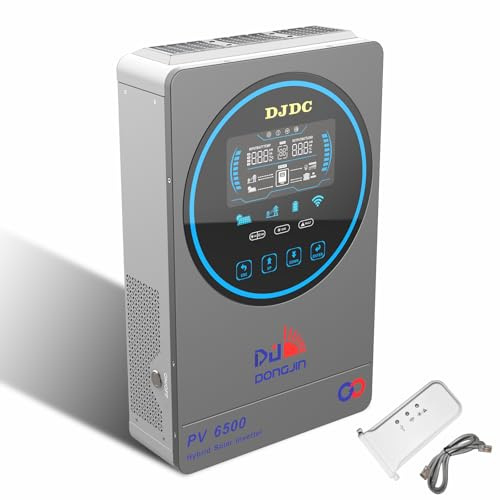 DJDCPOWER 24V 4500W Solar-Hybrid-Wechselrichter 24VDC zu 220/230VAC Solaraufladung, maximale PV-Eingangsspannung 450V, 150A MPPT Laderegler, LCD HD Display, für LA Lithium Batterie (mit WiFi Modul)