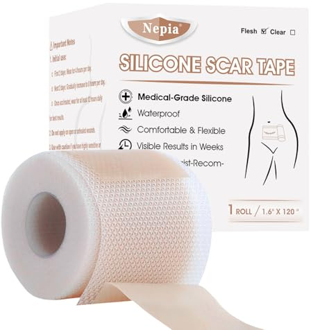 Nepia Rouleau de feuilles de cicatrices en silicone de qualité médicale pour aplatir et décolorer les cicatrices chirurgicales, césarienne, chéloïdes, brûlures, traitement hypoallergénique (peau) 4,1