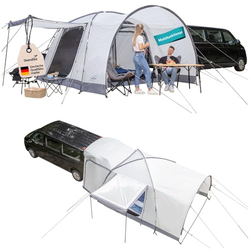 Skandika Autozelt Pitea 4 Flex Protect | Zelt für 4 Personen, Autozelt Plus Schleuse für Van, SUV, eingenähter Zeltboden, mit Sonnendach, Wassersäule 5000 mm, UPF 50+ | Zelt, Camping, Outdoor