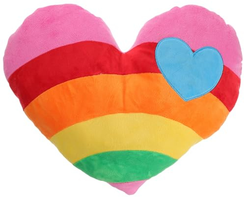 LAPYAPPE Regenbogen Herzförmiges Dekokissen 1 Stück Plüsch PP Baumwolle | Herzförmige Kissen, Weich und Bequem, als Rückenkissen für Büro und Auto, Liebevoller Stil