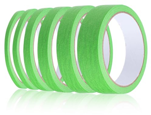 Prasacco 6 Rollen Masking Tape Aquarell, Abklebeband Kreppband Klebeband Grün Band Klebeband Papier Maskierband Fein Gestreiftes Breiten 0,5cm, 0,8cm,1cm,1,2/5/8cm für Heimwerker Beim(Grün 22 Yard)