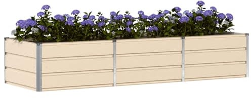 vidaXL Pflanzkübel Elfenbein 240 x 80 x 45 cm Stahl
