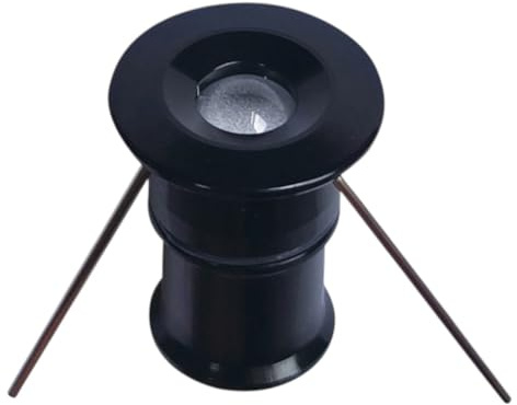 Vetrineinrete® Kit di 5 mini faretto nero ad incasso cielo stellato 1W punto luce per doccia sauna istallazione interno e esterno IP65 (Luce Calda 3000k)