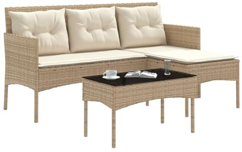 vidaXL Gartensofa-Set mit Kissen 2 pcs Poly-Rattan, Garten und Terrasse, L-Form, modernes Outdoor-Sofa, langlebiges Rattan-Set, wetterbeständig, Terrassen-Lounge, modulare Sitzlösung