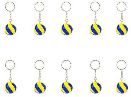 bkstuff Volley-Ball Porte-clés Balle Jaune Bleu Gadgets Sportifs (10 Pièces)