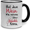 printplanet Tasse mit Spruch: HOL den Wein wir müssen über Gefühle reden. - beidseitig Bedruckt - Kaffeebecher, Mug, Becher, Kaffeetasse - Farbe Schwarz