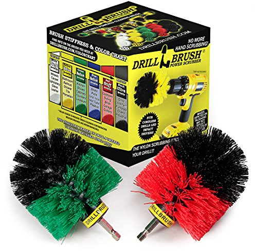 Cleaning Supplies - Indoor/Outdoor Drill Brush Power Scrubber Kit - Kitchen Accessories - Grout Cleaner - Cast Iron Skillet - Deck Brush - Bird Bath - Concrete Pools, Garden Statuary, Headstones