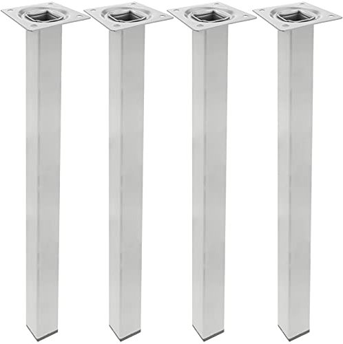 PrimeMatik - Quadrat Tischbeine für Schreibtische Schränke Möbel aus grau Stahl 75cm 4-Pack