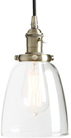 Phansthy Pendelleuchte Deckenlampe Vintage Industrie Hängeleuchte Hängelampe Lampe Kronleuchter aus Glocken Klar Glas E27 Lampenfassung Deckenleuchte für Küche Keller Wohnzimmer (Bronze Farbe)