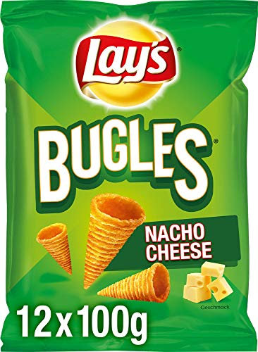 Lay's Bugles Nacho Cheese – Herzhafter Mais-Snack mit Käse-Geschmack – 12 x 100g