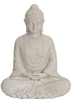 G.W. Buddha Figur meditierend 25cm in ALTWEISS, Deko Artikel für Garten & Haus, Buddha-Skulptur, Wohnaccessoire, schöne Thai Statue, tolle Geschenkidee