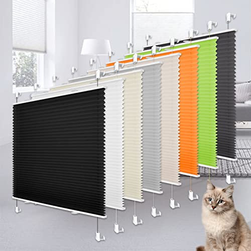 Heligo Plissee Klemmfix Plisseerollo ohne Bohren Schwarz 100x120cm(BxH) Sicht-Sonnenschutz Jalousie Klemmfix Rollos für Fenster & Tür, Lichtdurchlässig Faltrollo Raffrollo mit Klemmfix-Halterung