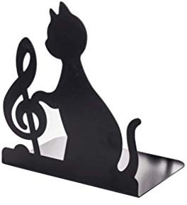 Buchstützen Metall Katze 1 Paar Buchhalter rutschfest Kratzfest Buchständer Bücher Halter Geometrische Stehsammler Schreibtisch Bücherordner Dekorative Buchhalterung für Büro Bücherregal Kinderzimmer