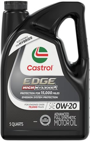 Castrol EDGE High Mileage 0W-20 Advanced Full Synthetic Motor Oil, 5 Quart