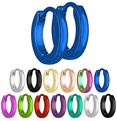 Treuheld® | Schmale Creolen Ohrringe aus Edelstahl | Blau | Größe: 2mm x 13mm