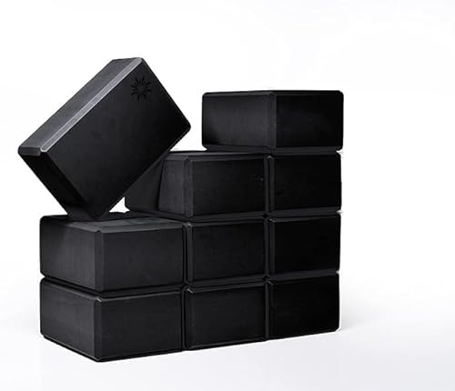 Sunshine Yoga 4 Yoga Block, 10 Pack Bulk EVA Foam Yoga Blocks, Firm and Supportive Yoga Brick for Stretching and Workout, Balance Foam for Schools and Studios, 4 x 6 x 9, Black