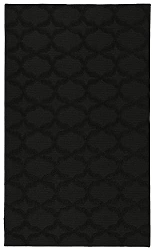 Garland Rug Sparta Non Slip Polypropylene 3 Ft. X 5 Ft. Black Area Rug- Ideal for Living Rooms & Hallways, Stylish & Durable for High Traffic Areas