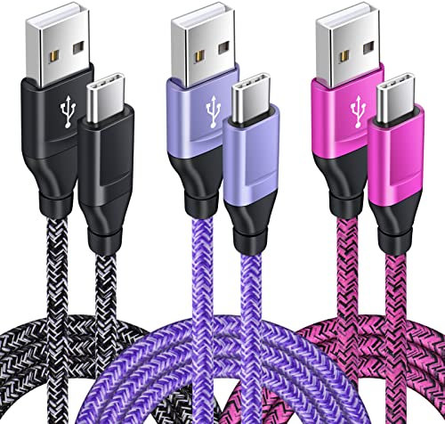 USB C Kabel Schnellladekabel für Samsung Galaxy S25/S24/S23/S22/S21 FE/A56/A55/A36/A35/A12/A13/A14 5G/A15/A16/A22/A33/A34/A52/A53/A54 Huawei P30/P20 Lite, 3 Stück 1,8M Typ C Ladekabel Handy Datenkabel