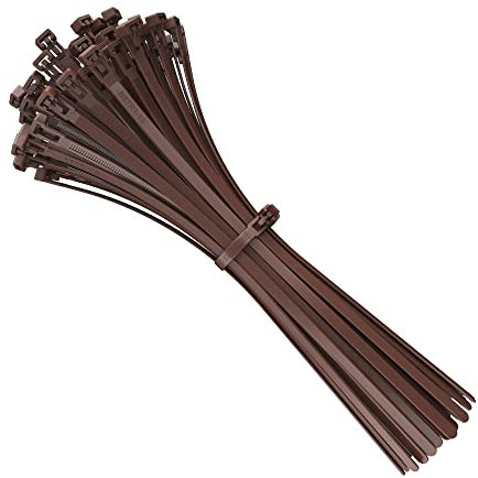 intervisio Bridas de Plastico para Cables Reutilizables / 200mm x 7,6mm / Marrón / 100 Piezas