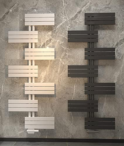 MC Heat Design Badheizkörper Paneel mit Anschluss links oder rechts | Heizkörper mit versetztem Mittelanschluss (500 x 1640 mm, Weiß (RAL 9016))