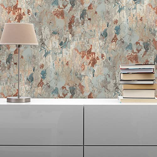 TADESSI Urban M1-No.647 Non-Woven Wallpaper in Concrete Look for Living Room Bedroom Kitchen Grey Red
