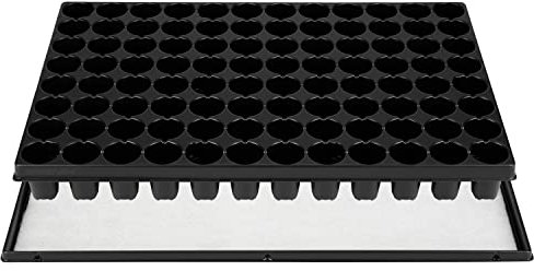 GREEN24 Anzucht-Set MP96 mit automatischer Bewässerung im Format 60 x 40 cm. Untersetzer + Kapillarmatte + Topfplatte mit 96 Töpfen