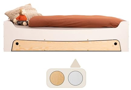 smartwood TILA 10 Kinderbett 80x190 mit Lattenrost und Schublade - Holz Kinderbett für Jungen & Mädchen - Montessori Bett mit Lattenrost 190x80 cm - Weiß