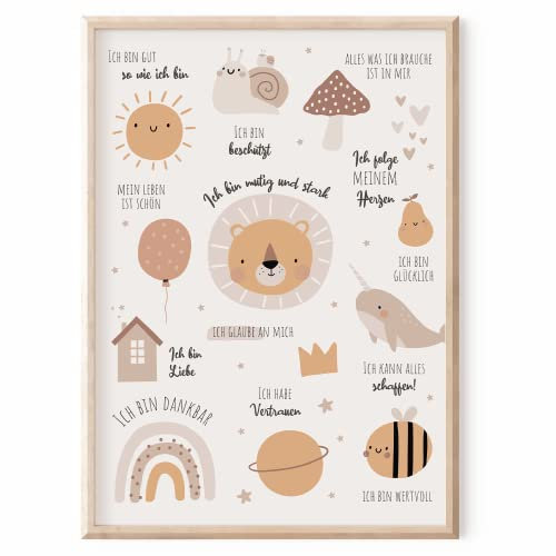 MeinBaby123® Affirmationsbilder | DIN A2 Poster | Deko Bilder für Kinderzimmer und Babyzimmer | Wandposter Premium (Affirmations Poster V1)