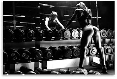 REYTOL Sexy Mädchen hanteltraining Poster Bodybuilding inspirierende leinwand Wand Bilder fitnessfrau hanteln Fitness Wand Bilder Schlafzimmer dekor （Kein Rahmen）