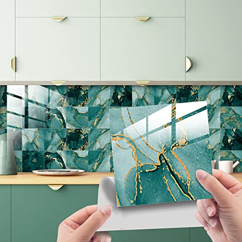 HORIWE Marmorfliesen-Aufkleber, Vintage-Boden-Wandaufkleber, selbstklebend, Fliesenkunst, DIY, Küche, Badezimmer, Heimdekoration, PVC, wasserdicht, öldicht, 20 Stück