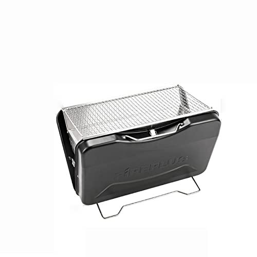 Outdoor Balkon Camping Grill Koffer Design Faltbarer Tragbarer Edelstahl Holzkohlegrill (Schwarz)