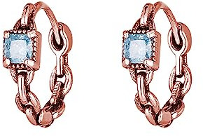 SLUYNZ 925 Sterling Silber Blau CZ Creolen für Frauen Damen - Link Retro Huggie Ohrringe (Roségold)