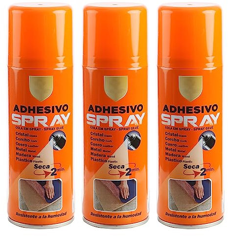 Pegamento Adhesivo Multiuso en Aerosol de 400ml, Fuerte, Secado Rápido y Ecológico. Perfecto para manualidades, decoración y reparaciones en el hogar y oficina (Paquete de 3)