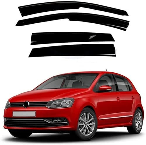 ASTRAE 4 Stück Auto Windabweiser Regenabweiser Für V-W Polo 6R 6C Mk5 2009-2017,Vorne Hinten Regenschutz Seitenfenster Luftabweiser Beschlagfrei Beschattung Langlebiger Auto Zubehör