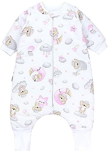 TupTam Baby Schlafsack mit Beinen und Ärmeln OEKO-TEX zertifizierte Materialien, Winterschlafsack 2,5 TOG Unisex, Farbe: Schlafender Koala Grau Rosa, Größe: 104-110