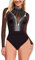 MAYFASEY Women's Rhinestone Studded Mesh Sheer Bodysuit Long Sleeve Cotton Bodysuit Tops, Black, XL