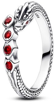 PANDORA X Game of Thrones Drache Funkelnder Ring aus Sterling Silber mit roten künstlichen Kristallen verziert, Größe: 56, 192968C01-56