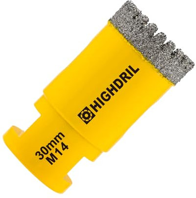 HIGHDRIL Foret Diamanté - 30MM M14 Scie Cloche Diamantée pour Porcelaine Carrelage Céramique Marbre Granit Quartz Pierre Maçonnerie Trépan Diamant Foret