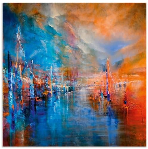 ARTland Wanddeko Wandbild Alu Verbundplatte für Innen & Outdoor Bild 50x50 cm Abstrakte Kunst Farbe Traum Meer Architektur Stadt Brücke Weg U4US