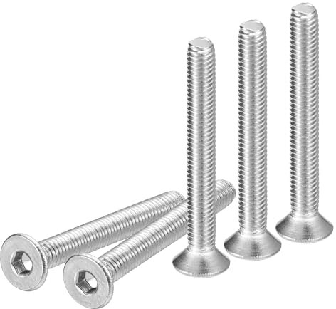 DTGN Tornillos de Cabeza Hexagonal de Acero Inoxidable 304, M3-0.5 x 25 mm, Paquete de 50 Tornillos de Cabeza Plana con Hexágono Interior, Rosca Completa, Pernos Avellanados