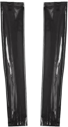 Doomiva Damen Fingerlose Handschuhe Glänzende Armstulpen Optik Leder Handstulpen Gothic Steampunk Tanzkostüm Zubehör Schwarz Einheitsgröße