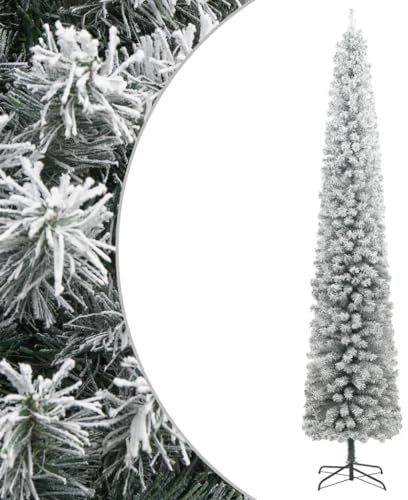 Home Hardware Businese Schmaler Weihnachtsbaum mit Ständer und beflocktem Schnee 300 cm PVC