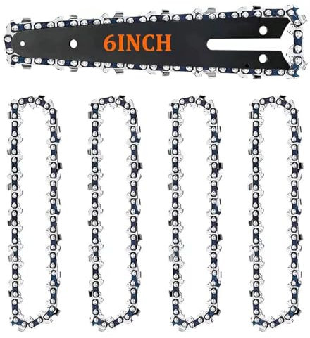 JINJUMEI 4 Piezas Cadena Motosierra, Motosierra Cadena 6 Pulgadas Mini Motosierra de Batería Cadena de Repuesto Mini Motosierra Accesorios Cadena de Sierra para Todas las Barras de 6 Motosierra